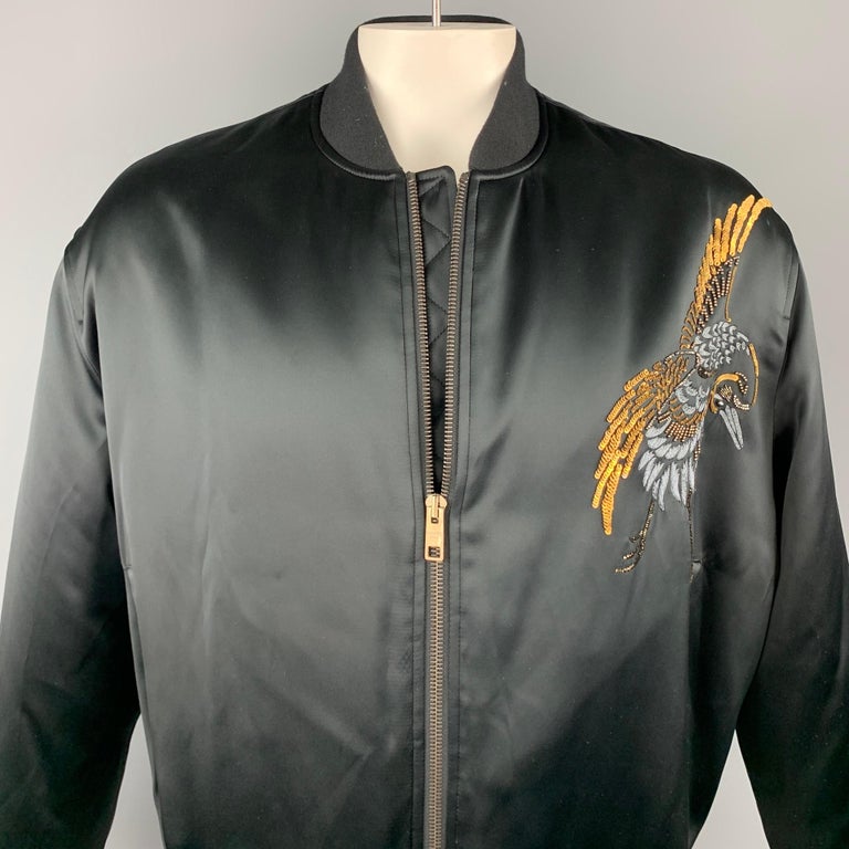 PORTS 1961 Size L Black Embroidery Acetate Zip Up Bomber Jacket at 1stDibs  | ports 1961 jacket, ports jacket