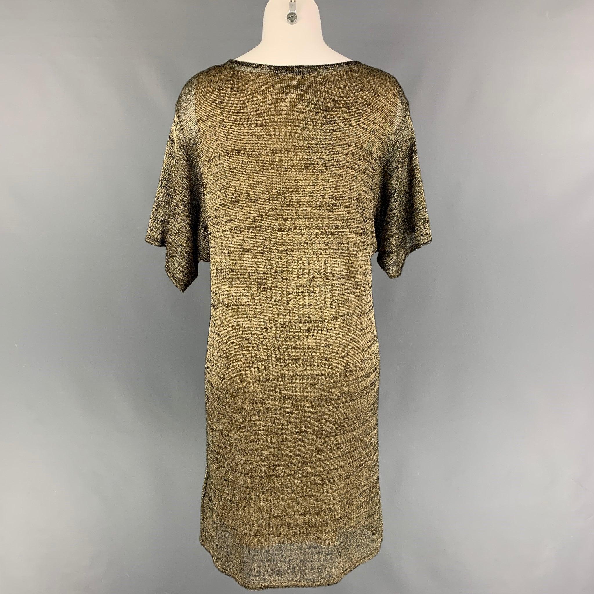 PORTS 1961 Größe L Gold Schwarz Baumwolle Polyester Kleid im Zustand „Hervorragend“ im Angebot in San Francisco, CA