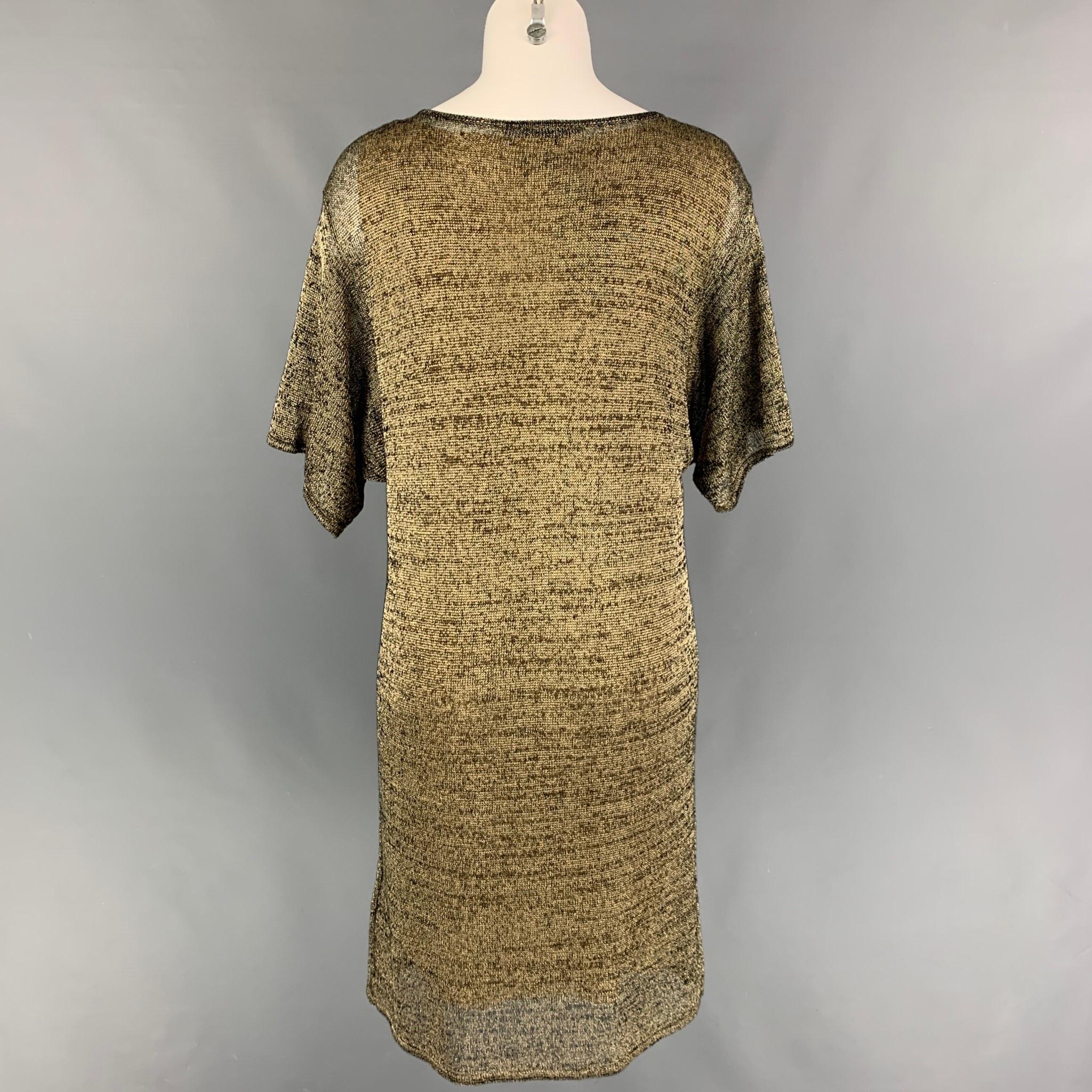 Brown PORTS 1961 Size L Gold Black Cotton Polyester Dress