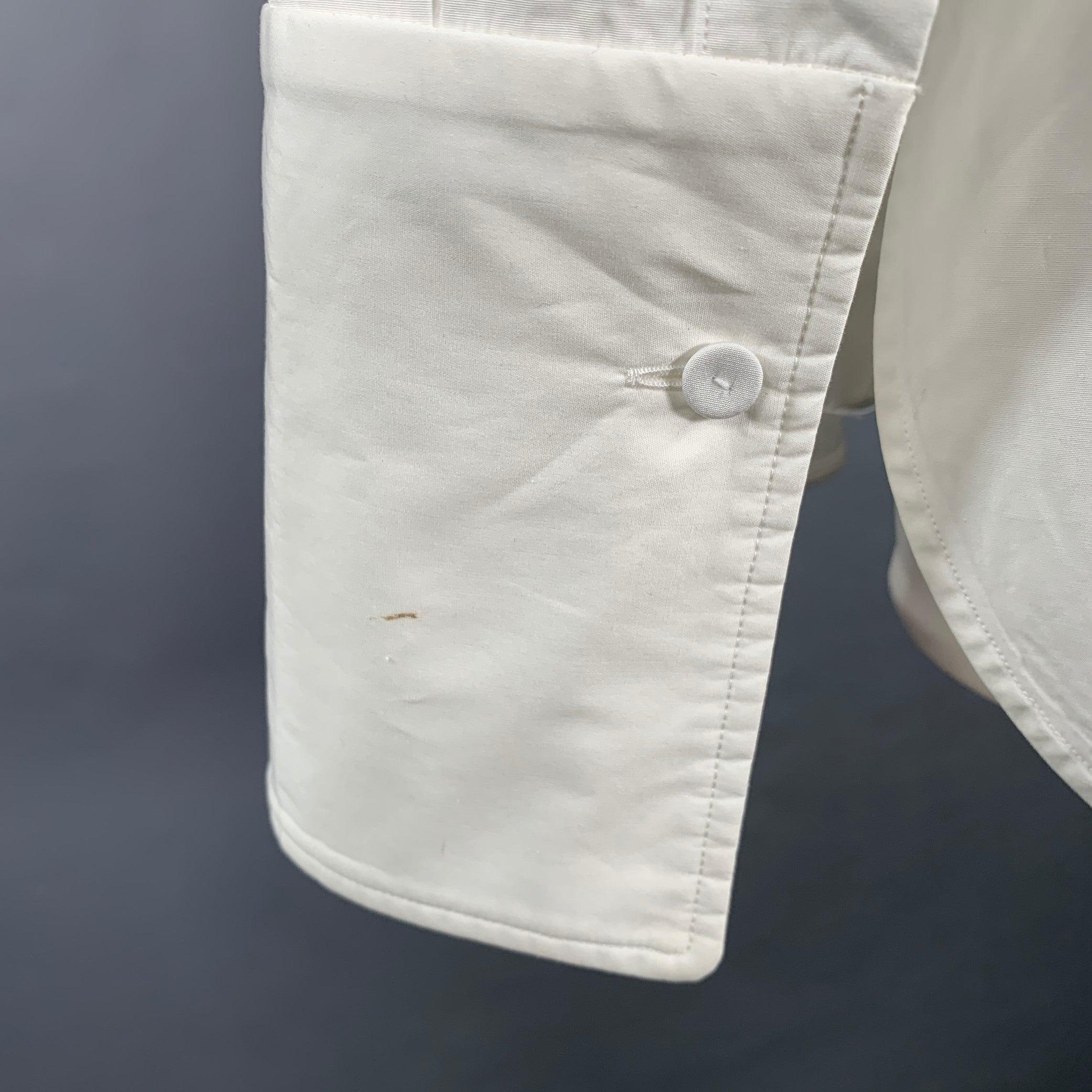 Women's PORTS 1961 Size M White Cotton Applique Nehru Collar Shirt For Sale