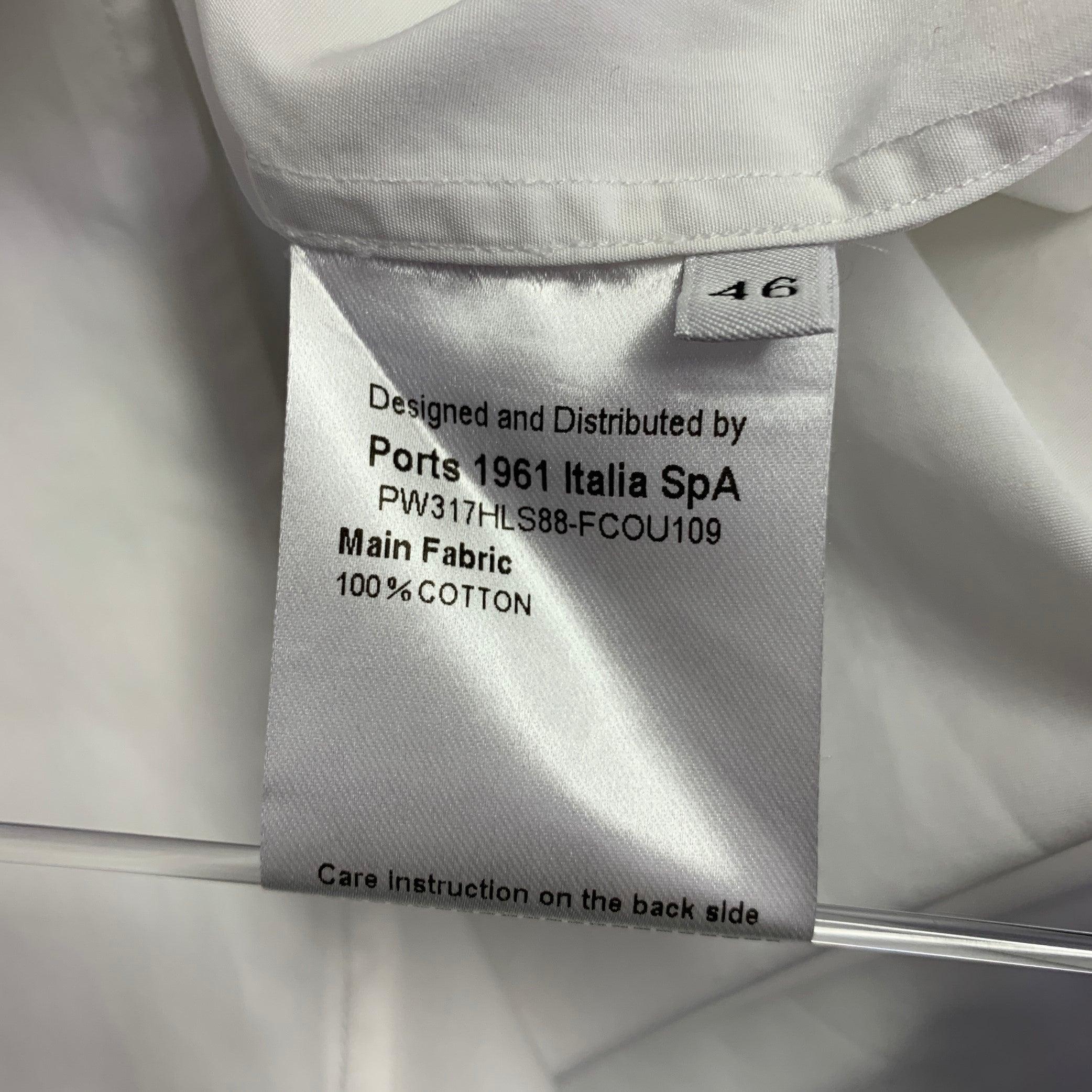 PORTS 1961 Size M White Cotton Applique Nehru Collar Shirt For Sale 4