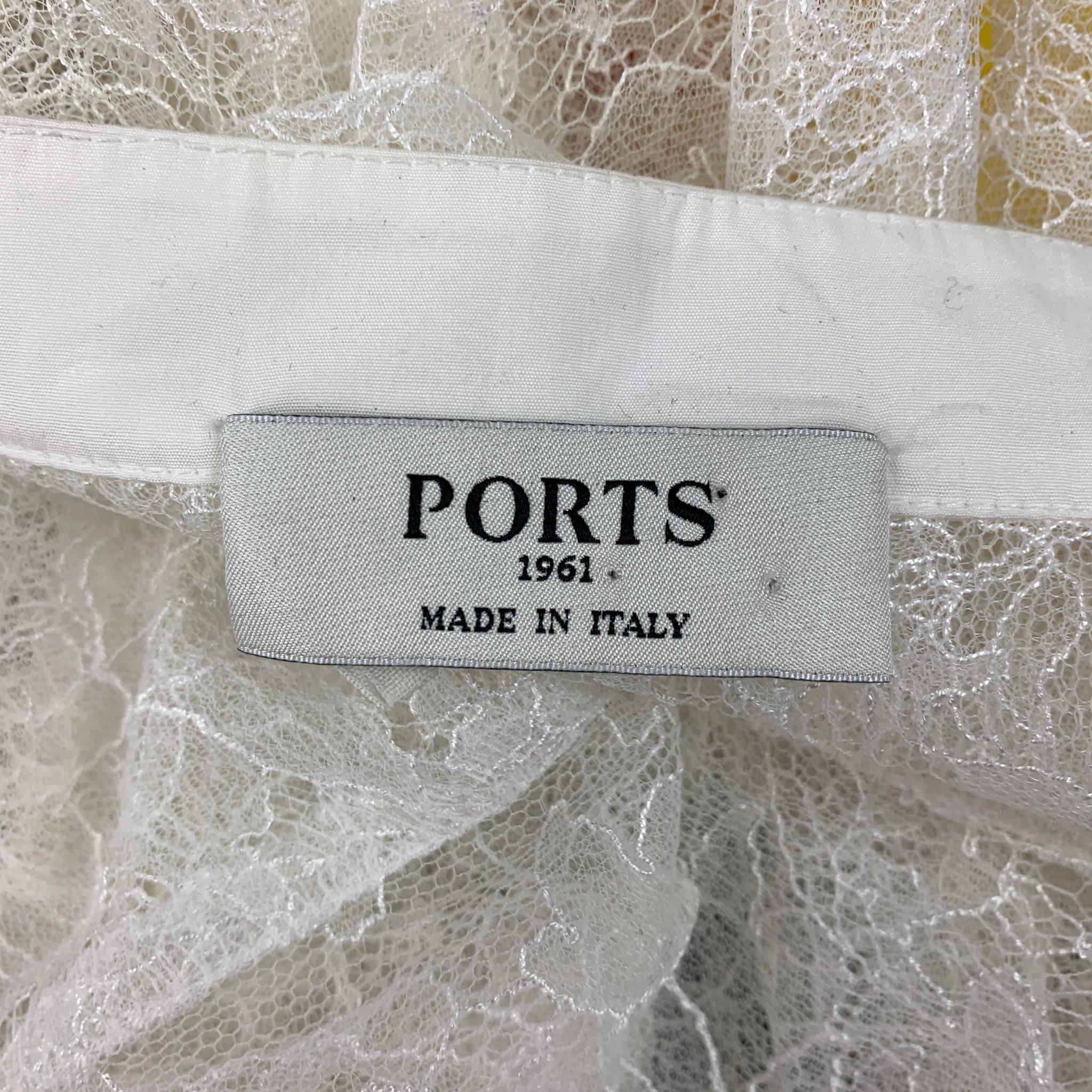 PORTS 1961 Size M White Viscose Blend Lace Tunic Shirt 1