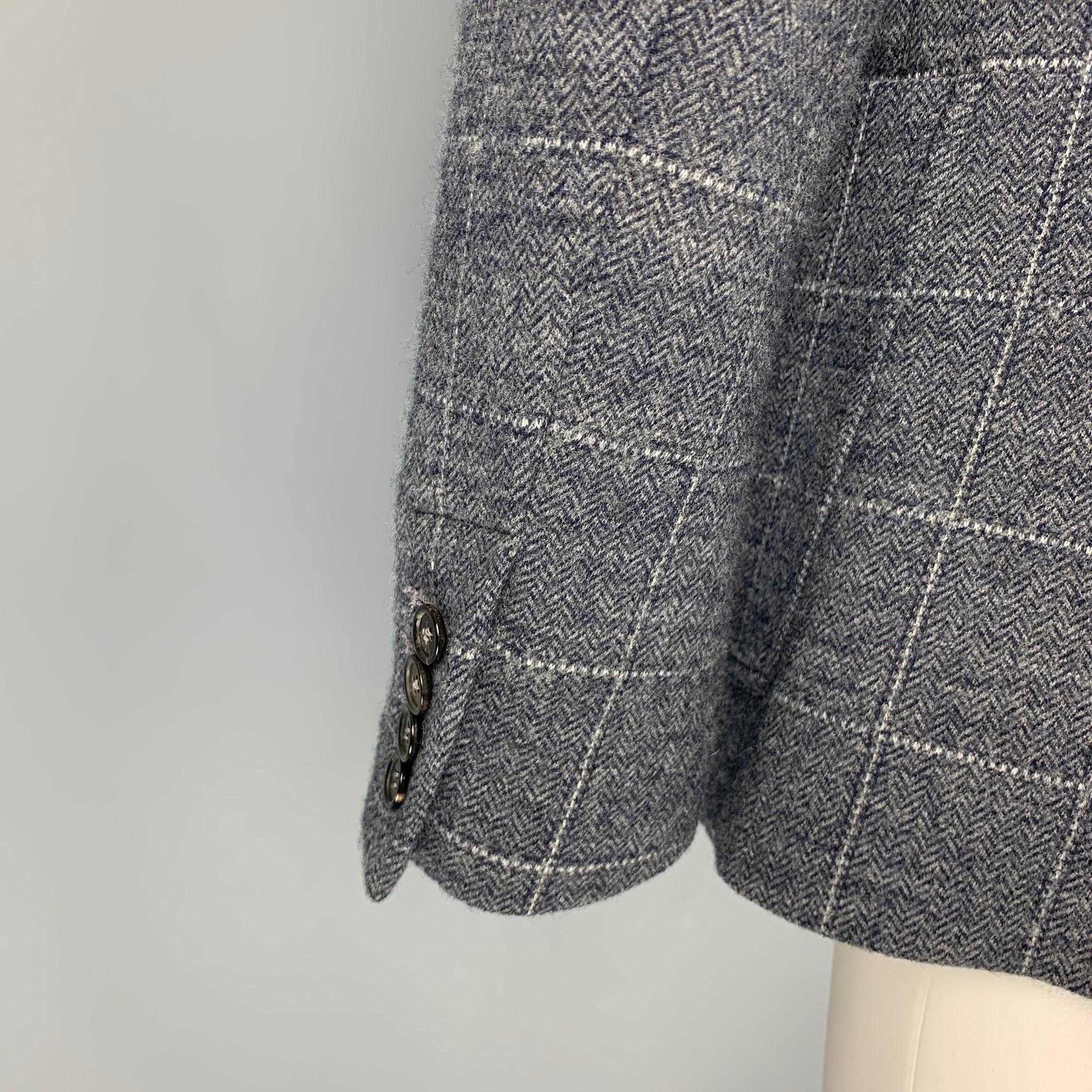 PORTS 1961 Size S Grey & Cream Window Pane Wool Blend Double Breasted Jacket In Excellent Condition In San Francisco, CA