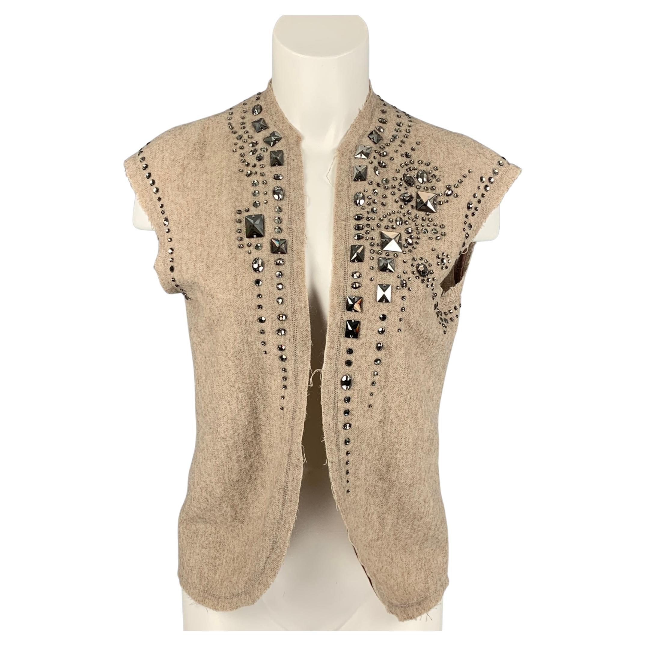 PORTS 1961 Size S Tan Mohair Blend Rhinestones Vest For Sale at 1stDibs