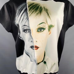 PORTS 1961 Size S Warhol Black White Polyester Blend Short Sleeve Pullover