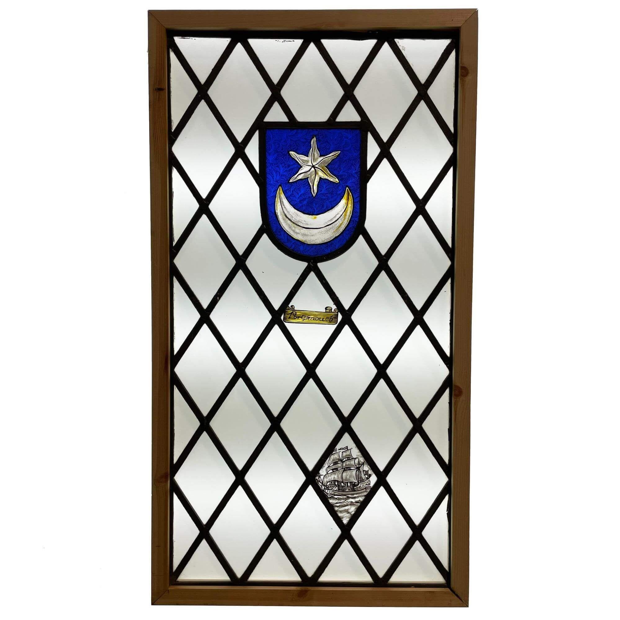 English ‘Portsmouth’ Antique Stained Glass Window For Sale