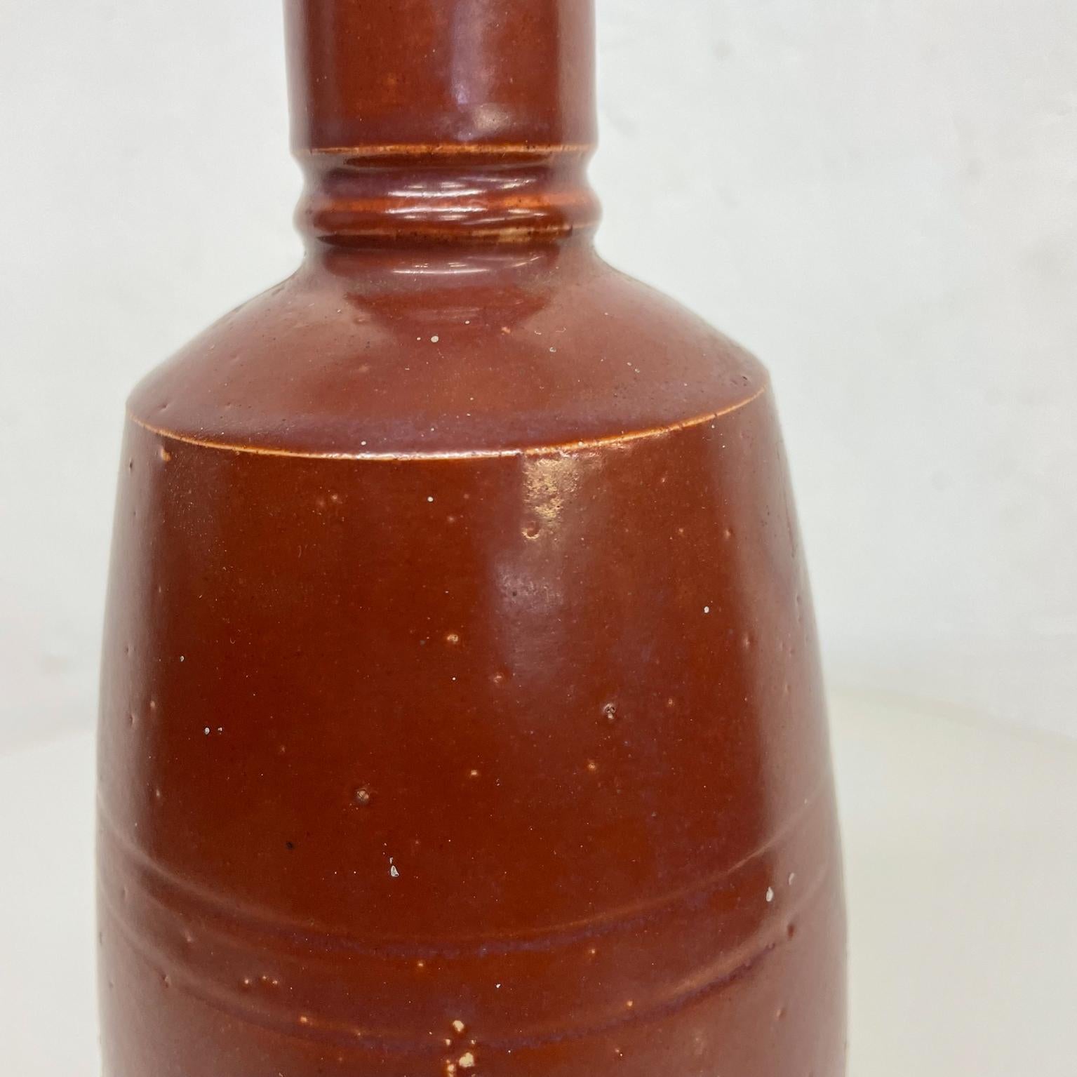 Mid-Century Modern Portugal Ceramic Bottle Red Brown Lancers Wine Art Pottery 1970s