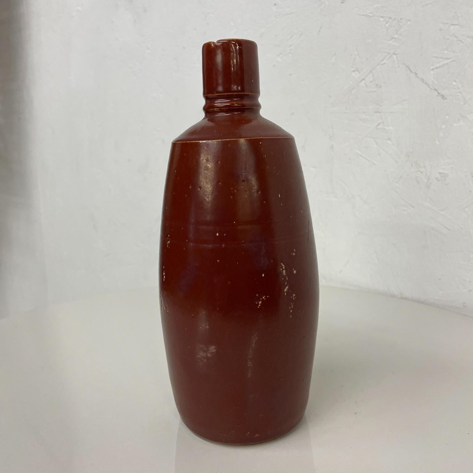 Portuguese Portugal Ceramic Bottle Red Brown Lancers Wine Art Pottery 1970s
