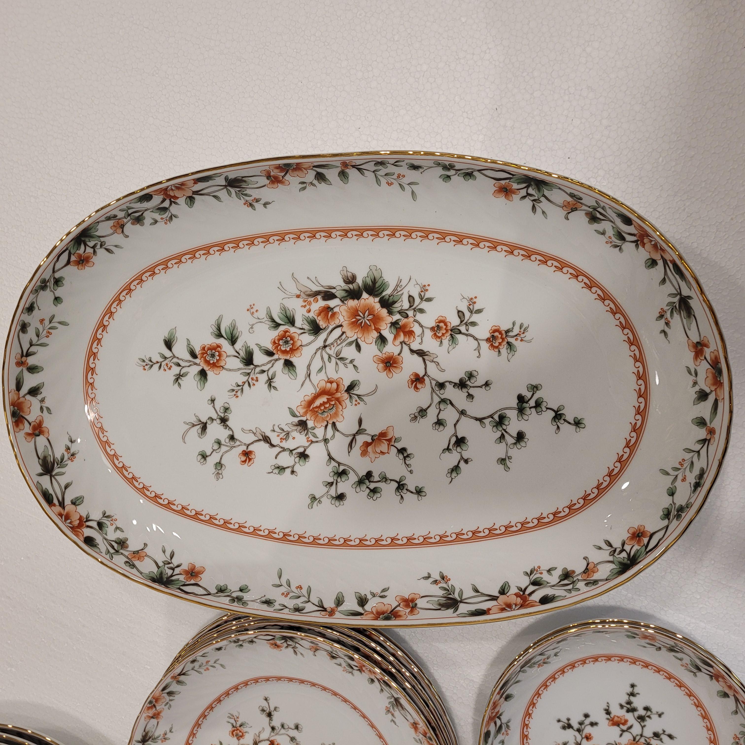 Set di stoviglie in porcellana Quinta Nova, 43 pezzi, Portogallo, verde arancione in vendita 3