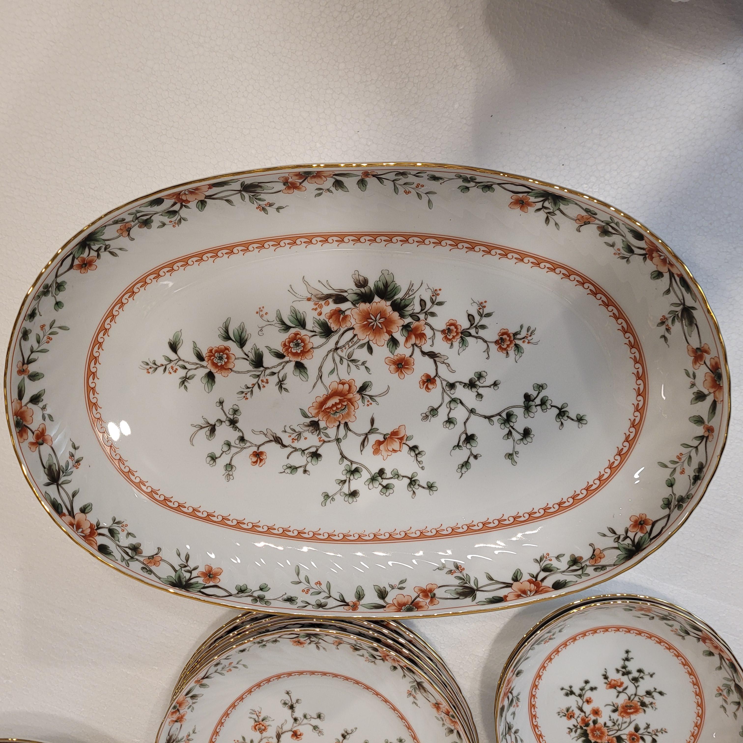 Set di stoviglie in porcellana Quinta Nova, 43 pezzi, Portogallo, verde arancione in vendita 5