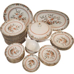 Service de vaisselle en porcelaine Quinta Nova vert orange du Portugal, 43 pièces