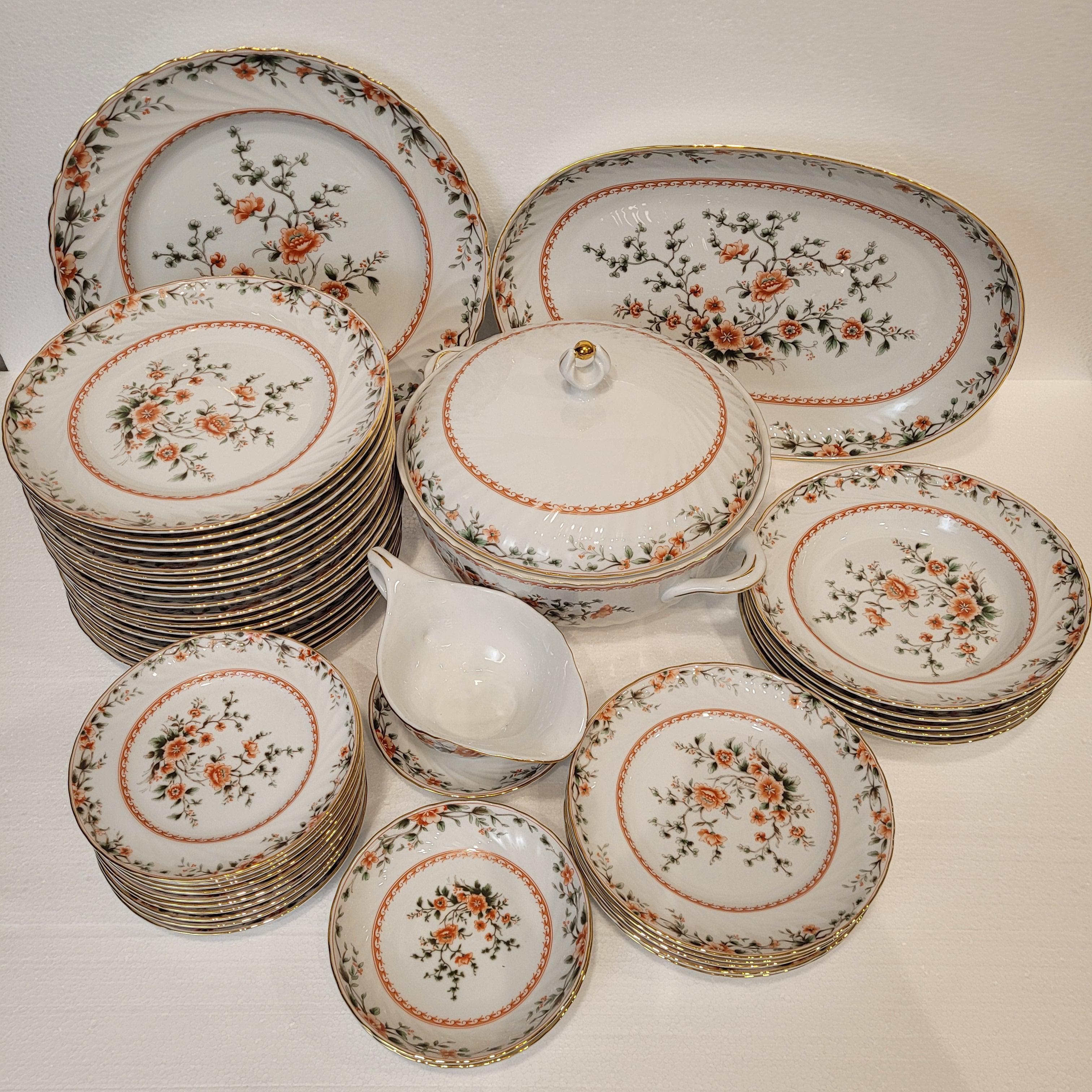Set di stoviglie in porcellana Quinta Nova, 43 pezzi, Portogallo, verde arancione In condizioni buone in vendita a Valladolid, ES
