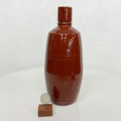1970s Portugal Red Vase Lancers Wine Bottle Ceramic Art Pottery