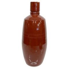 1970s Portugal Red Vase Lancers Wine Bottle Ceramic Art Pottery