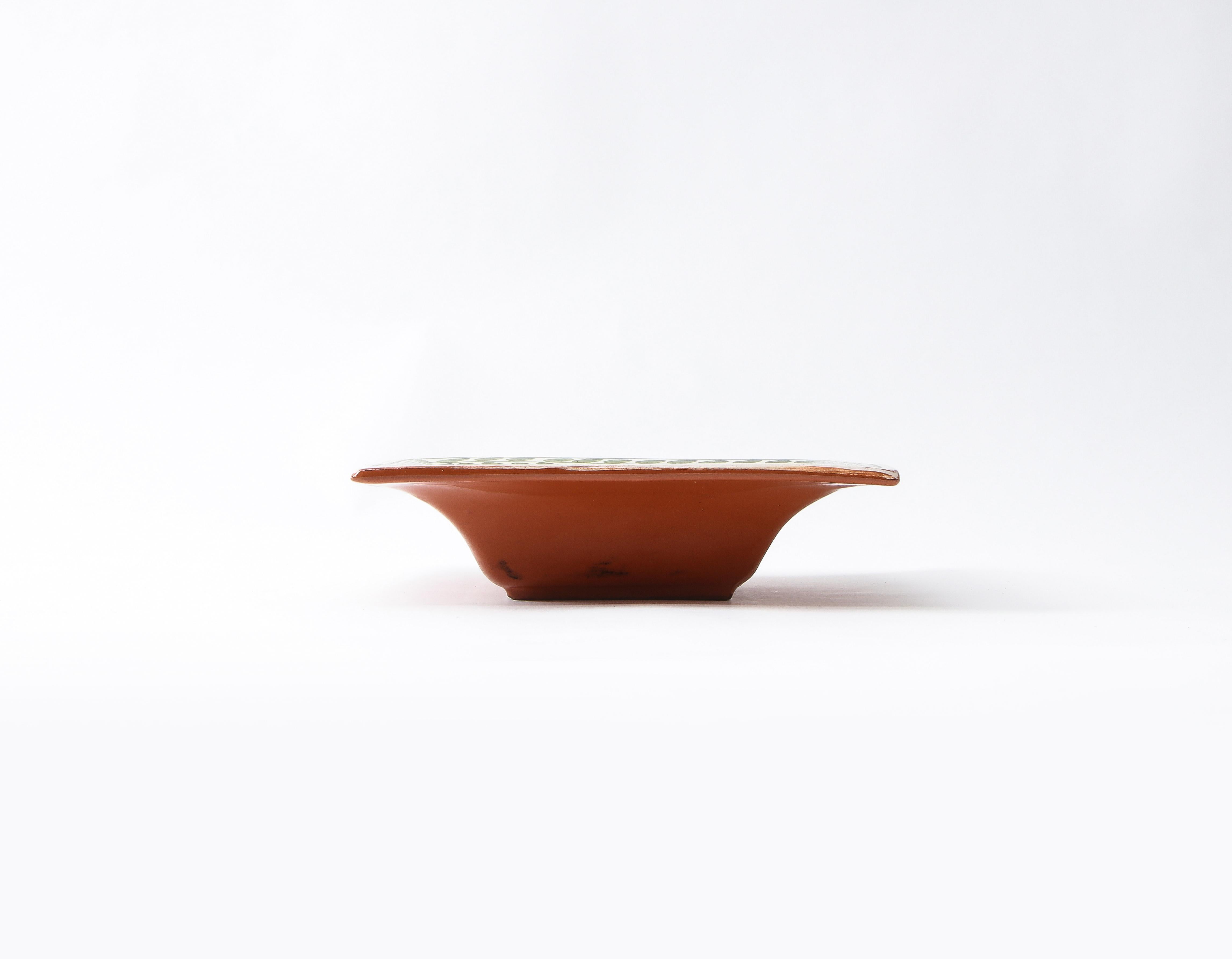 Contemporary Portugese Ceramic Dish with Painted Olives For Sale
