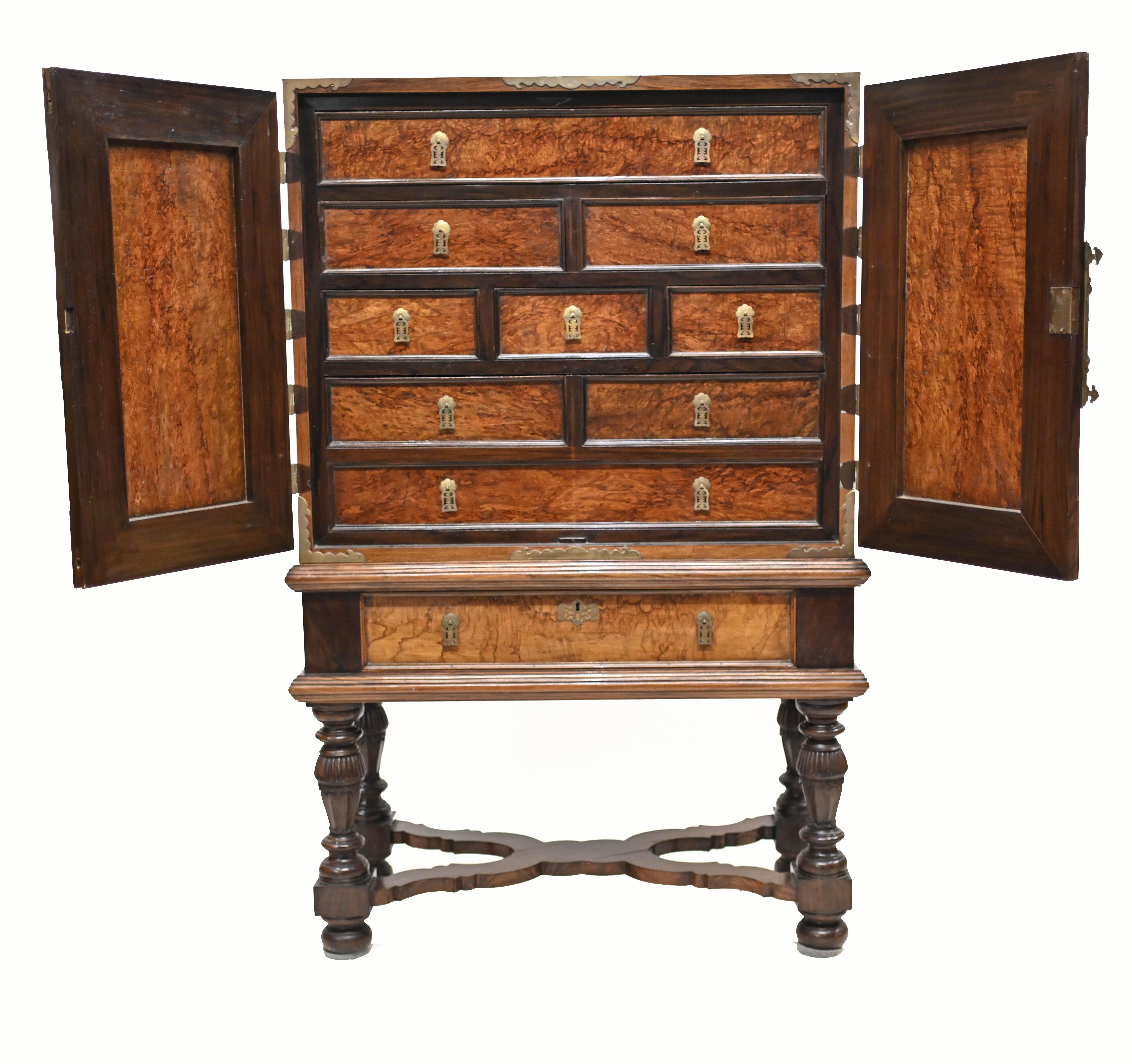 Portugese Collectors Cabinet Chest on Stand Coromandel 1880 For Sale 1