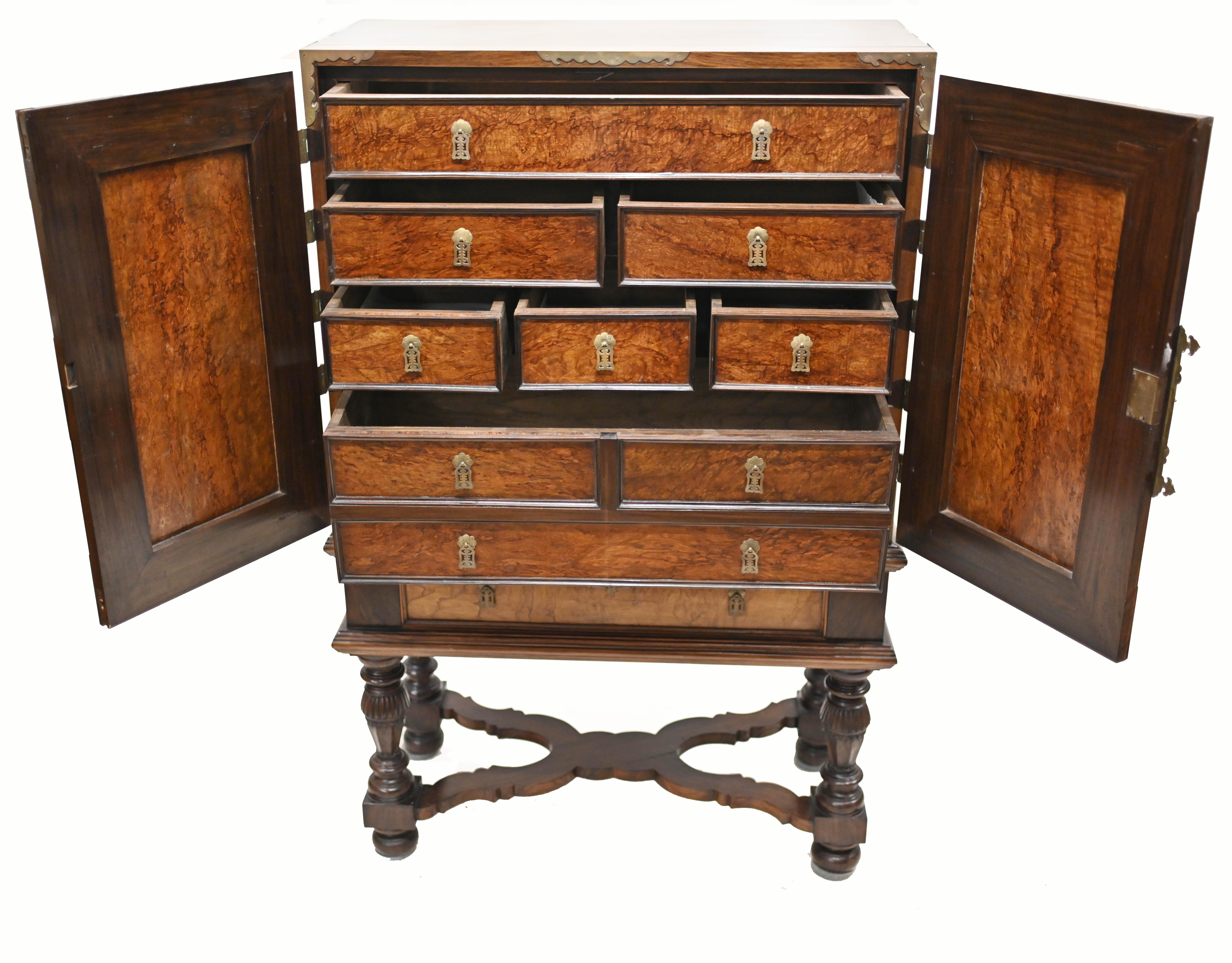 Portugese Collectors Cabinet Chest on Stand Coromandel 1880 For Sale 2
