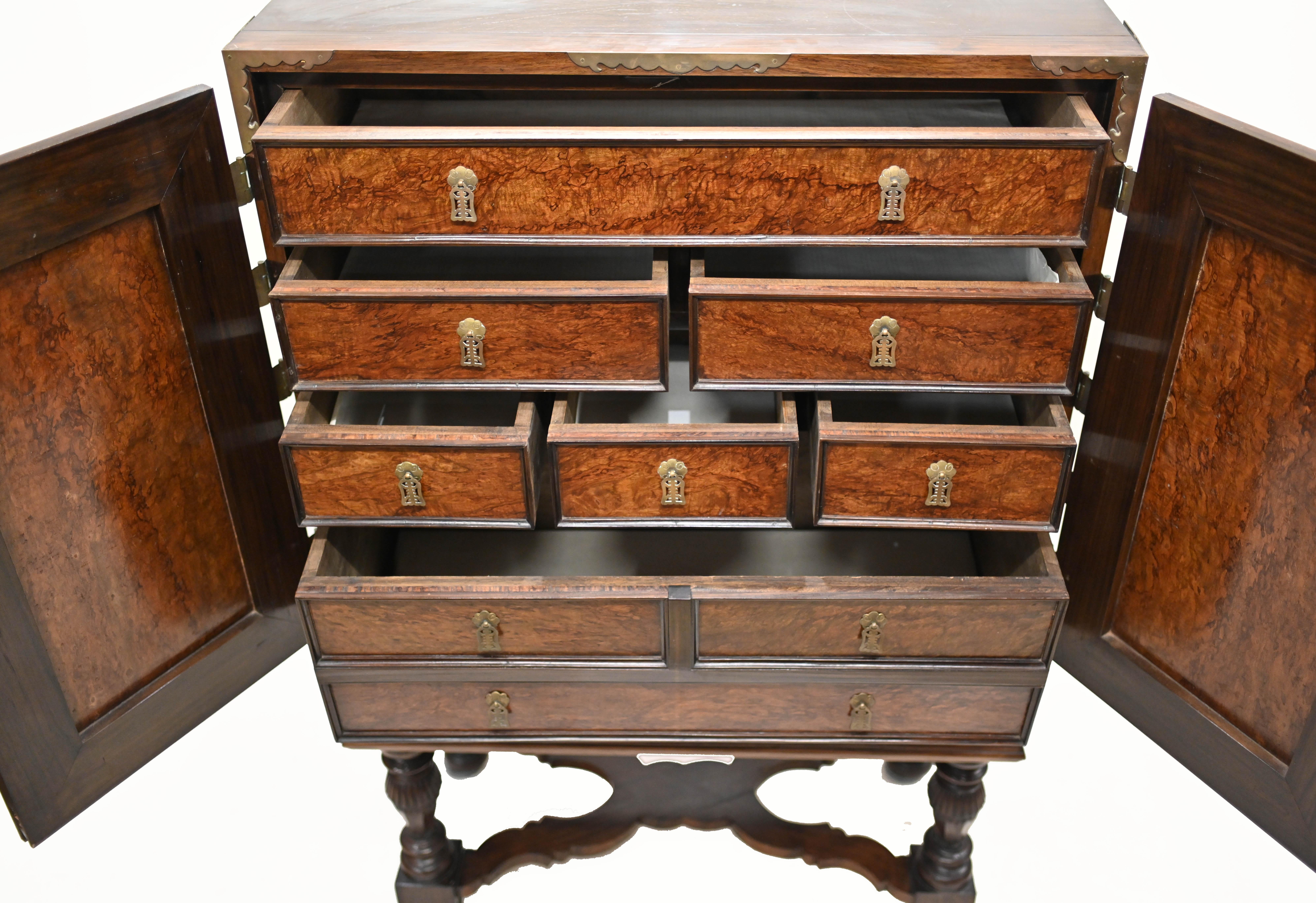 Portugese Collectors Cabinet Chest on Stand Coromandel 1880 For Sale 3