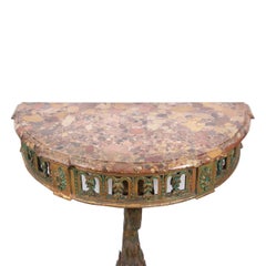 Portugese Dolphin Console Table with Marble Top