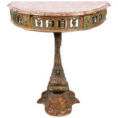 Portugese Dolphin Console Table with Marble Top