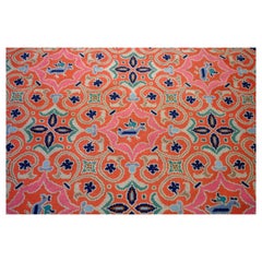 Tapis portugais vintage Arraiolos:: tissé à l'aiguille:: vers 1980