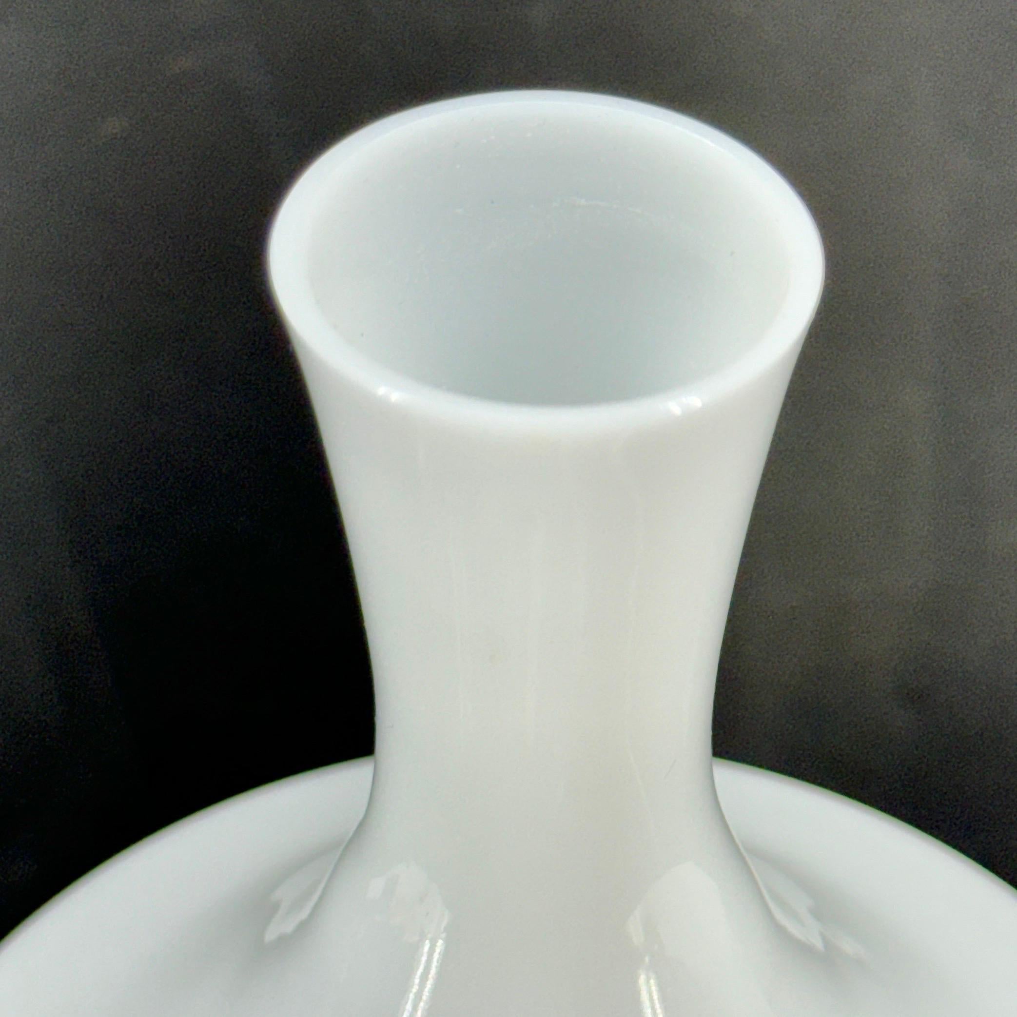 Portugese White Opaline Glass Decanter With Solid Top For Sale 2