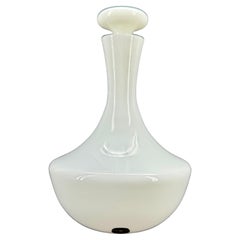 Portugese White Opaline Glass Decanter With Solid Top