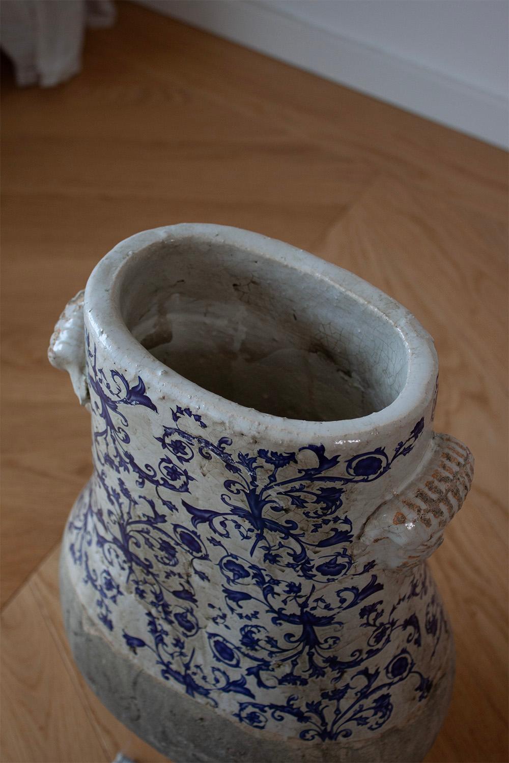 2 Vaso grande in ceramica portoghese e piastrelle blu e bianche in vendita 2