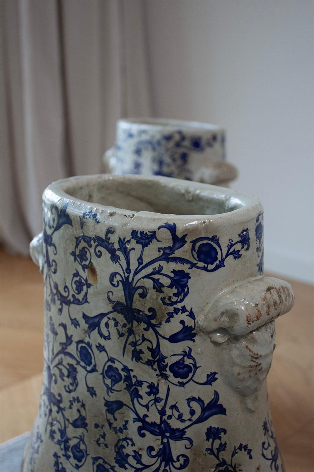 Portugiese Ceramic and blue and white tiled large branch Vase  For Sale 6