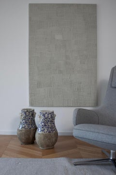 2 grands vases portugais et carreaux bleus et blancs