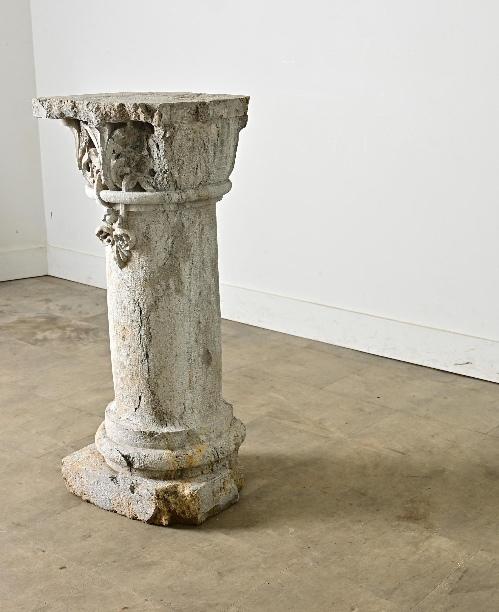 Portuguese 18th Century Carved Stone Column For Sale at 1stDibs
