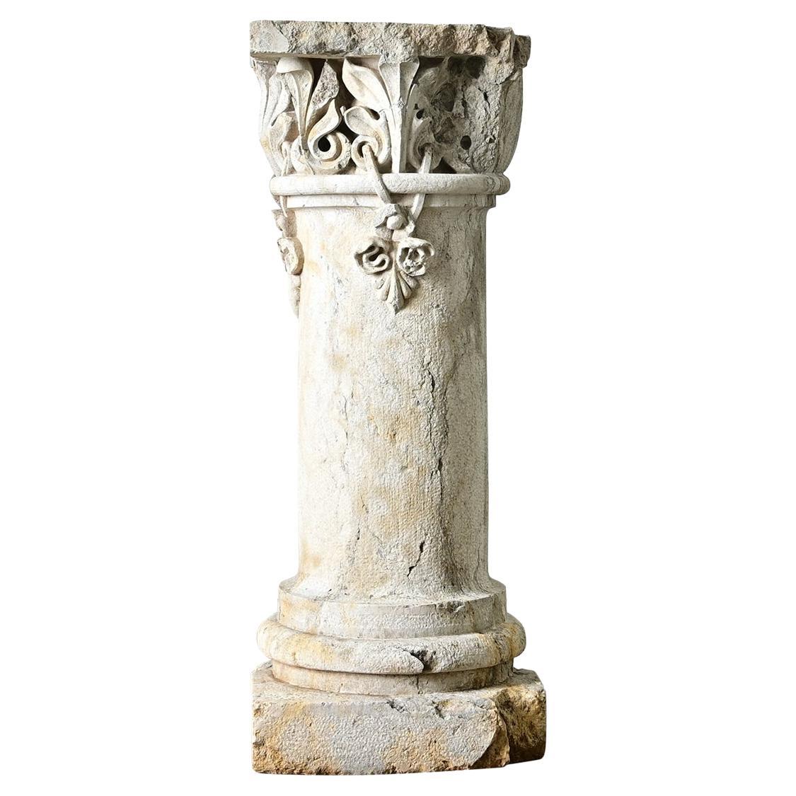 Portuguese 18th Century Carved Stone Column For Sale