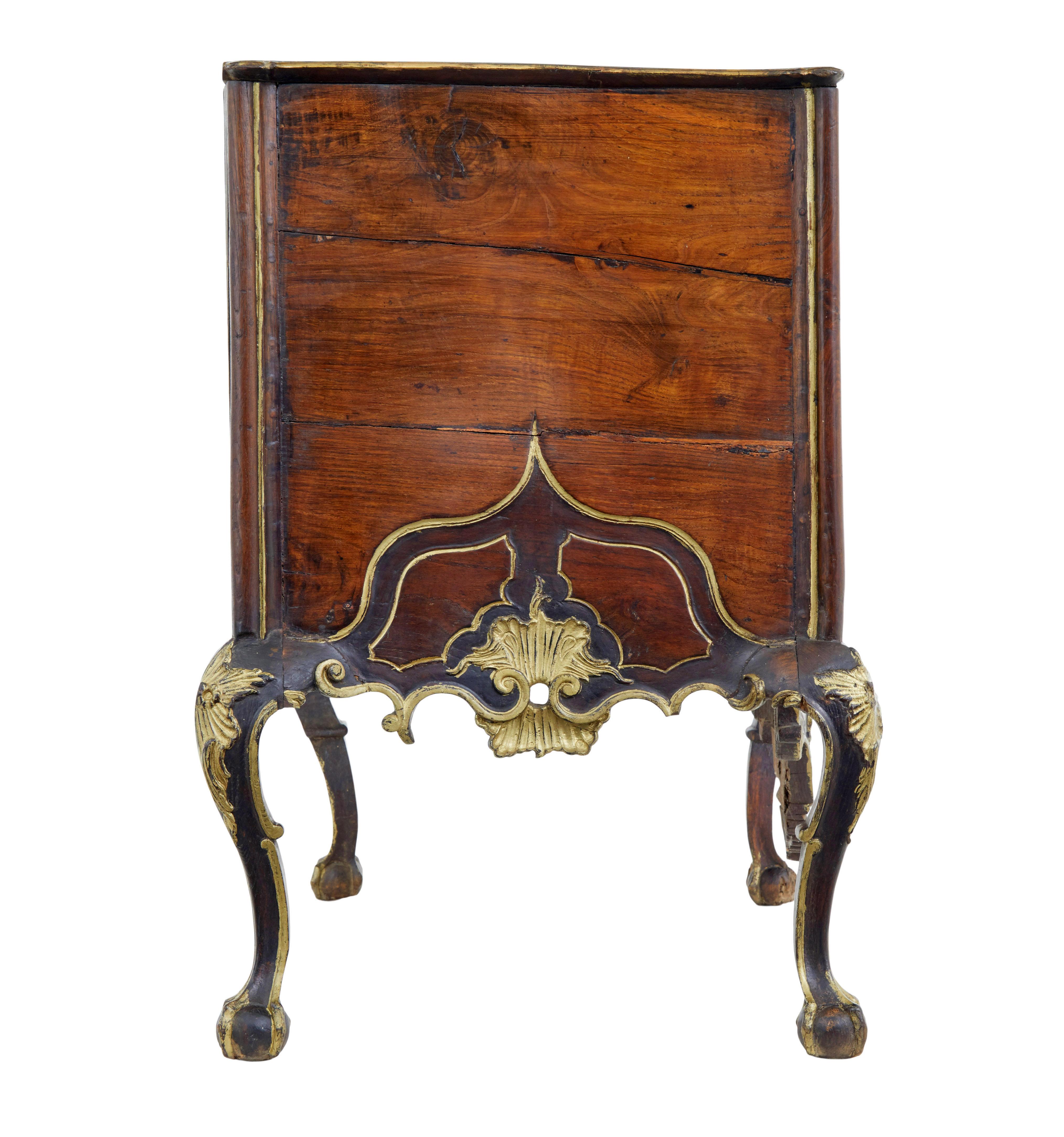 18th Century Portuguese 18th century carved walnut and gilt chest of drawers For Sale
