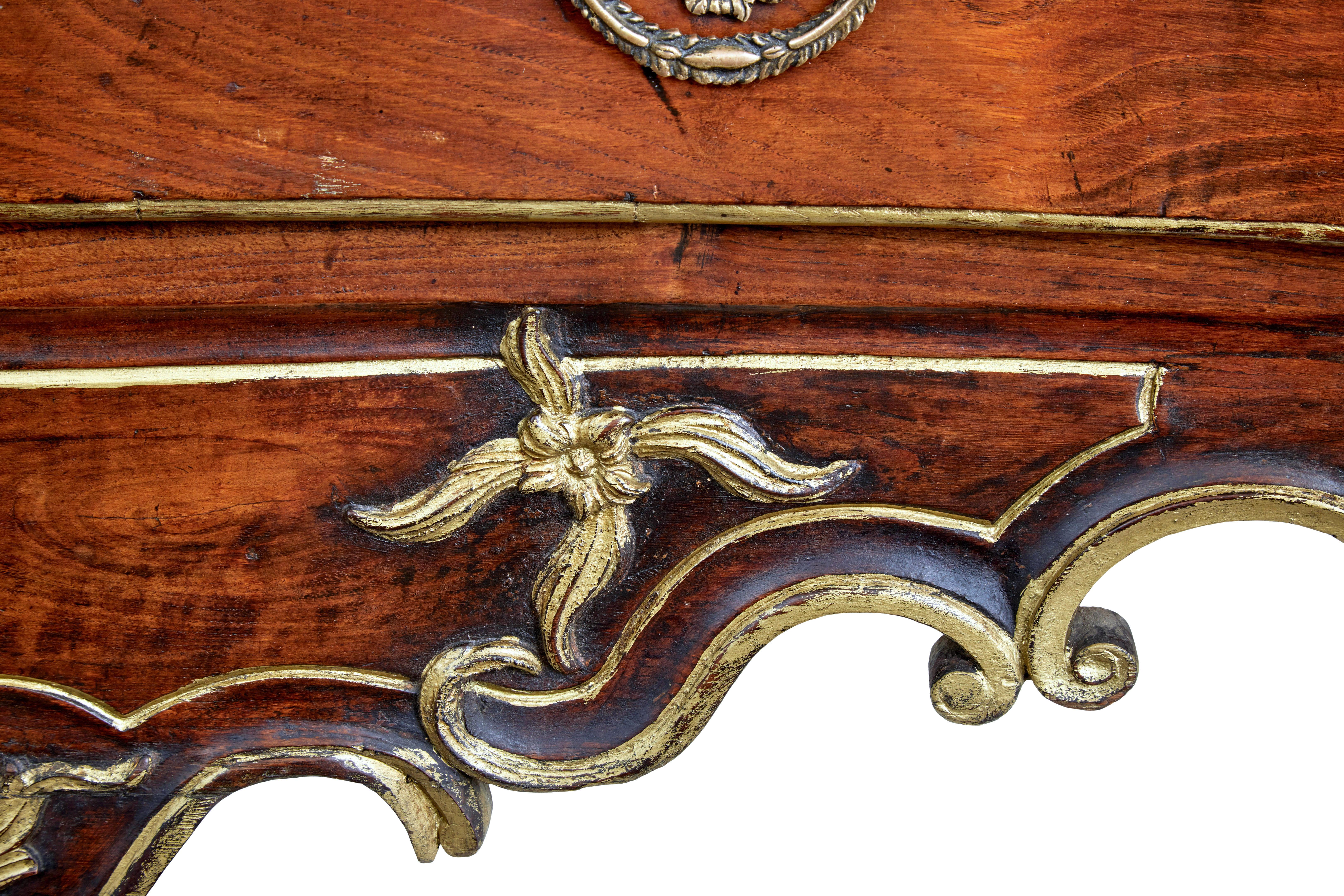 Portuguese 18th century carved walnut and gilt chest of drawers For Sale 1