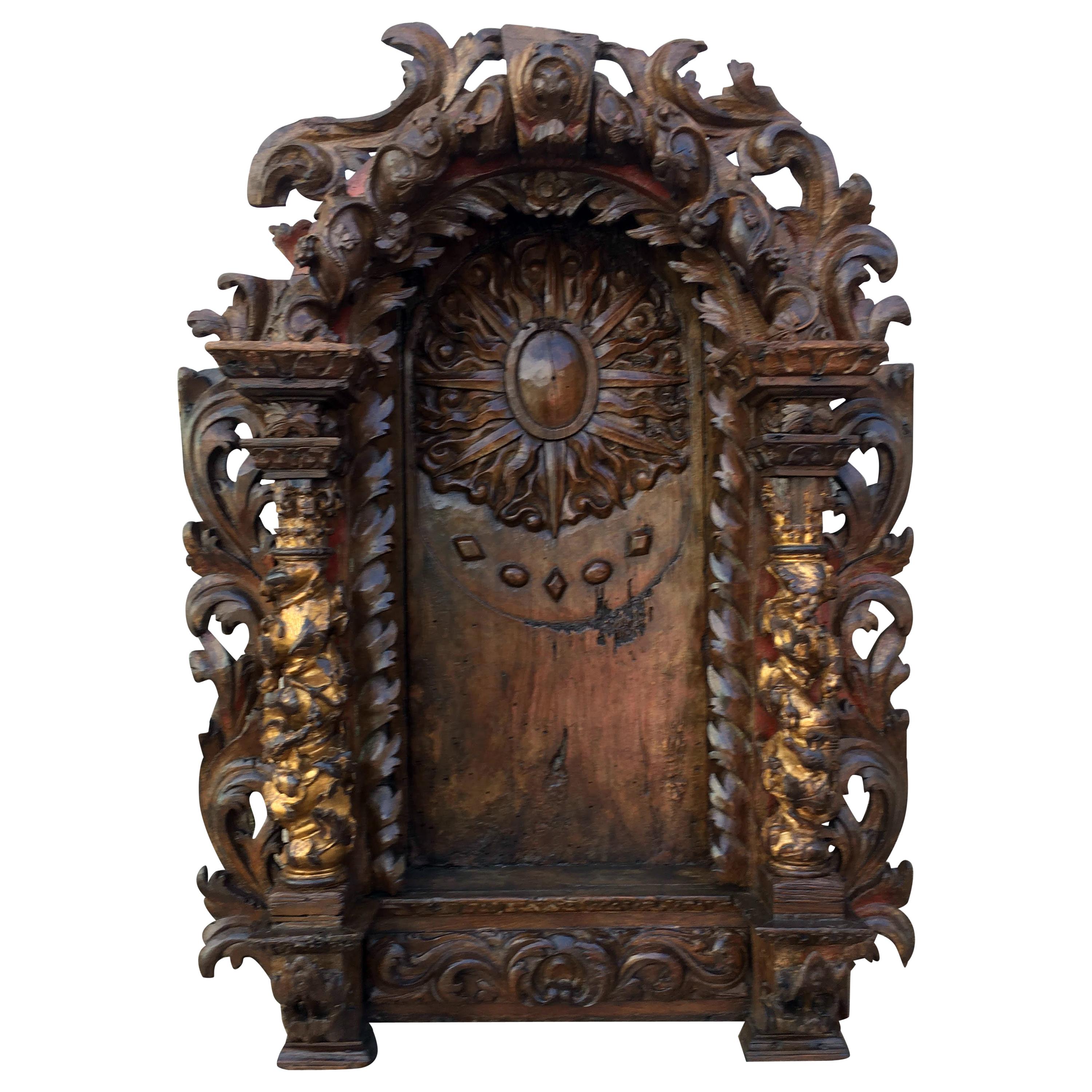 Portuguese, 18th Century Carved Wood Oratory