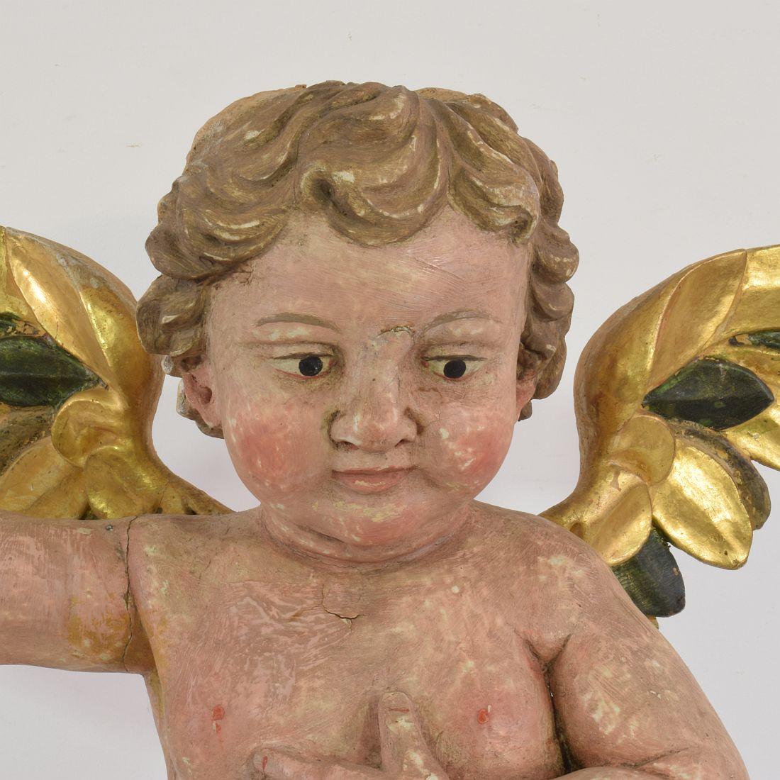 Portuguese 18th Century Carved Wooden Baroque Angel 6
