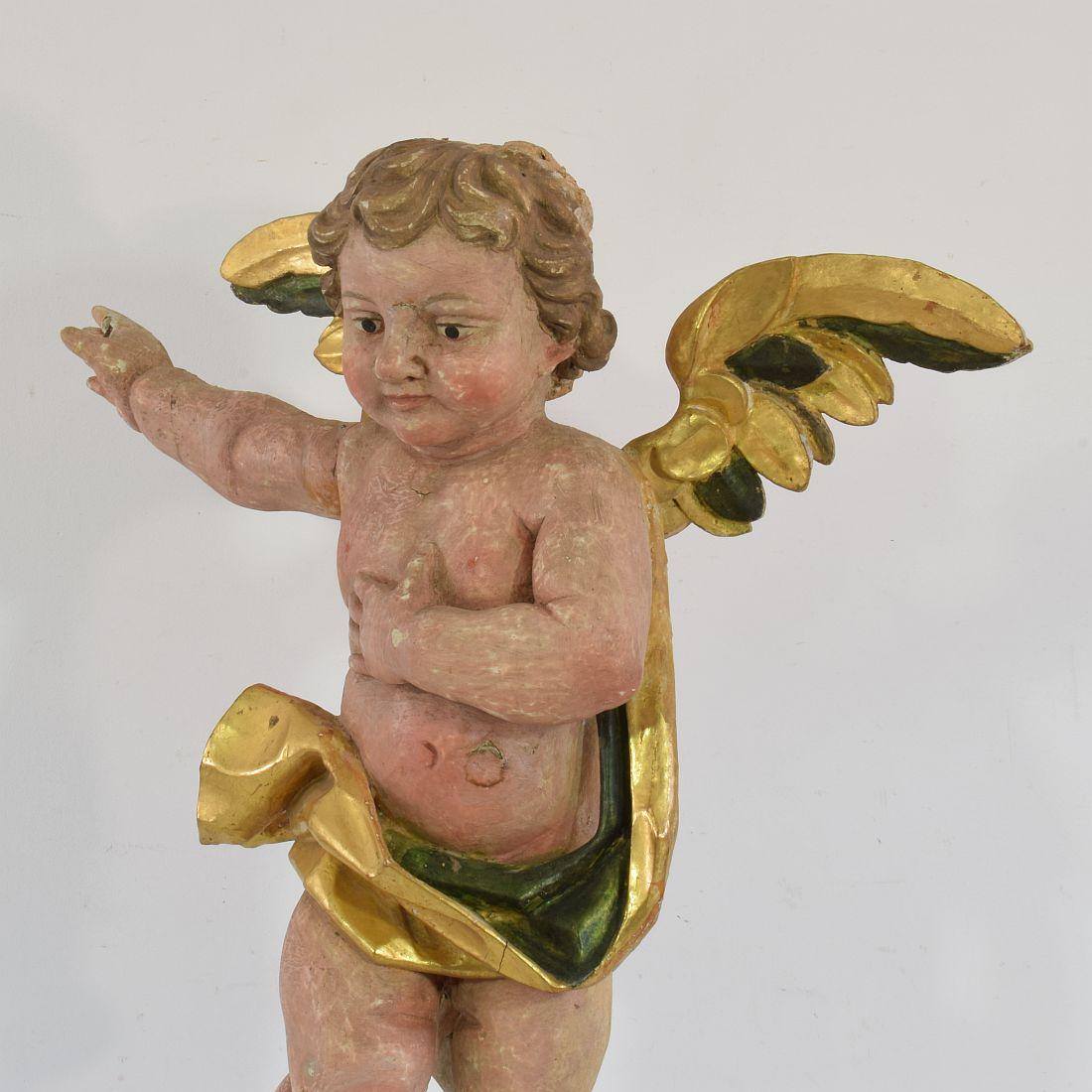 Portuguese 18th Century Carved Wooden Baroque Angel 2