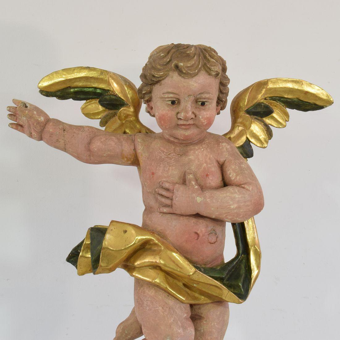 Portuguese 18th Century Carved Wooden Baroque Angel 3