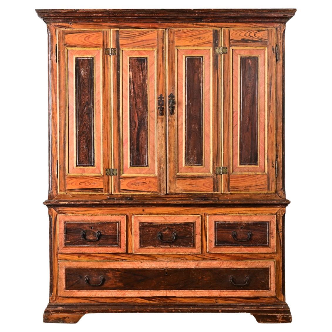 Armadio portoghese dipinto in Boi del XVIII secolo in vendita