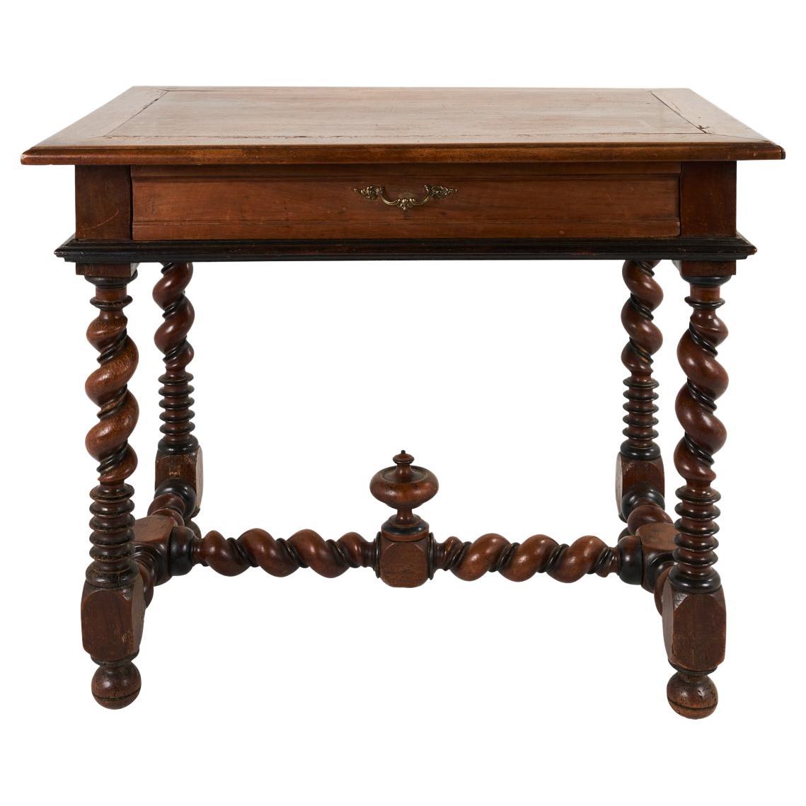 Portuguese 18th Century Louis XIII Style Table with Barley Twist Legs