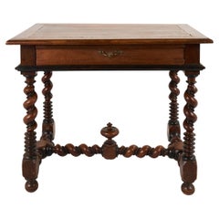Portuguese 18th Century Louis XIII Style Table with Barley Twist Legs