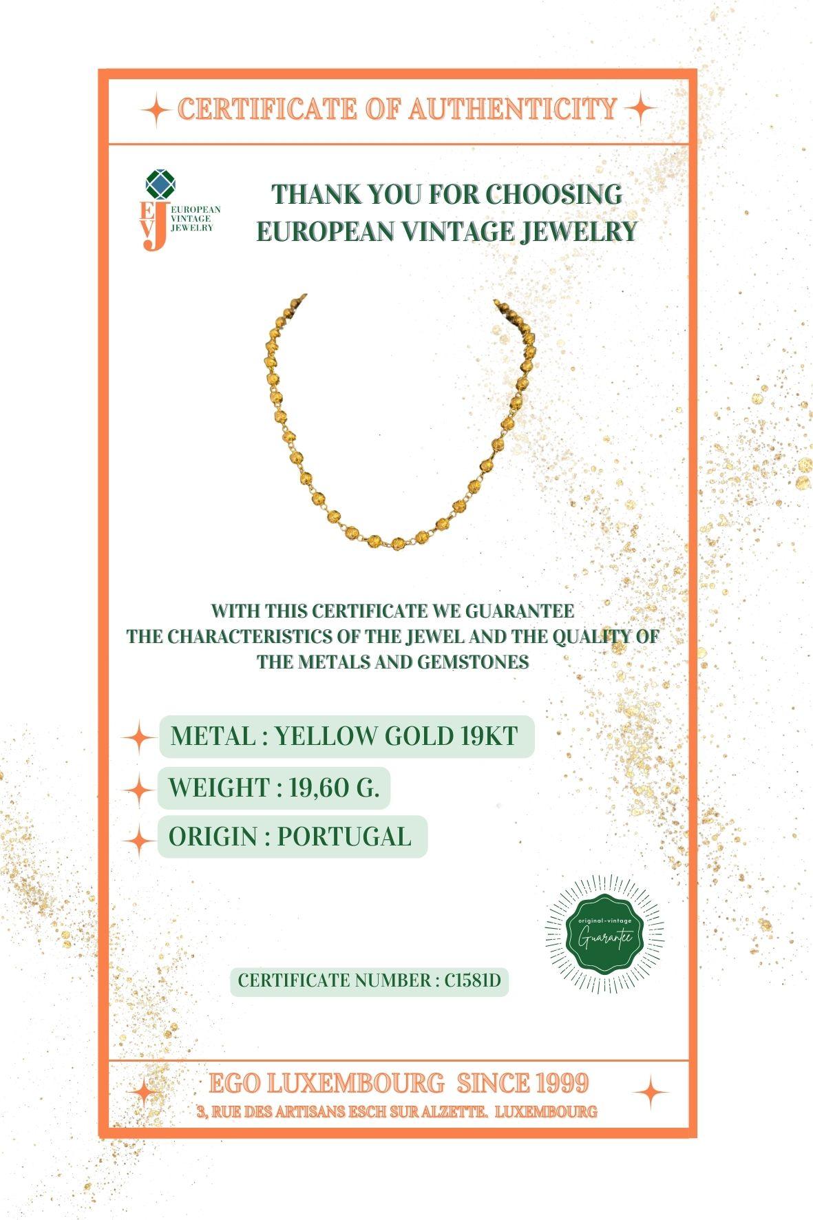 Collier traditionnel portugais en or jaune 19 carats en vente 7