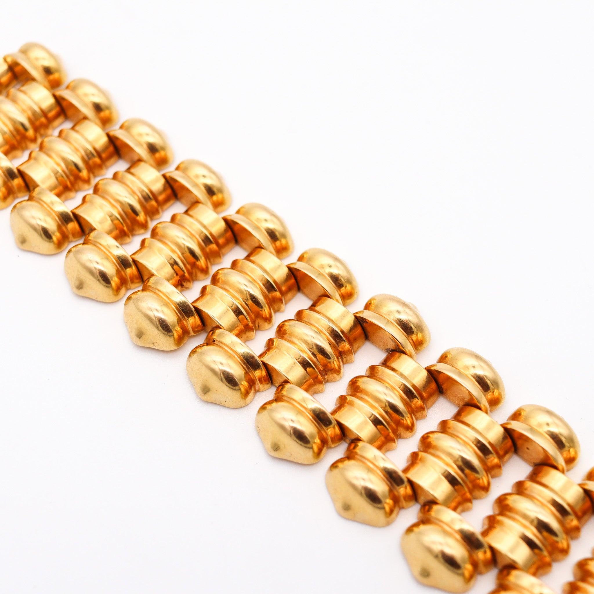Women's PORTUGUESE 1930 Porto-City Art Deco Tank Bracelet In Rich 19.2Kt Yellow Gold