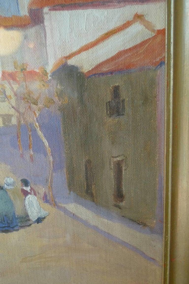 Aquarelle du dimanche matin portugaise de 1944 en vente 2