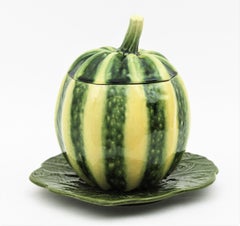 Watermelon Glazed Ceramic Tureen Centerpiece, 1960s
