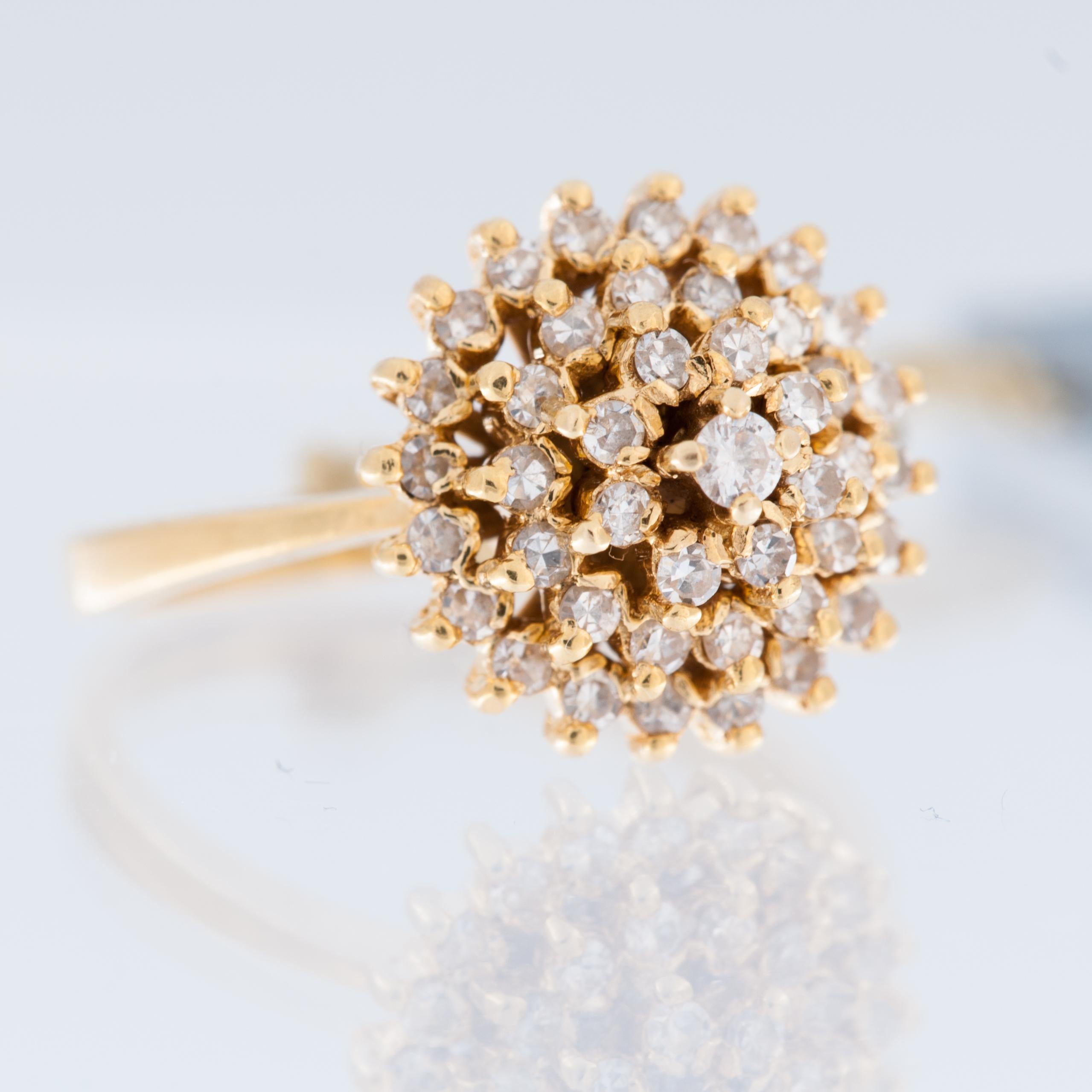 Brilliant Cut Portuguese 19 karat Yellow Gold Ring with Diamonds For Sale