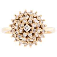 Portuguese 19 karat Yellow Gold Ring with Diamonds