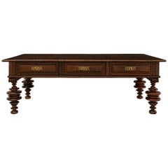 Portuguese 19th Century Rosewood and Brass Coffee Table