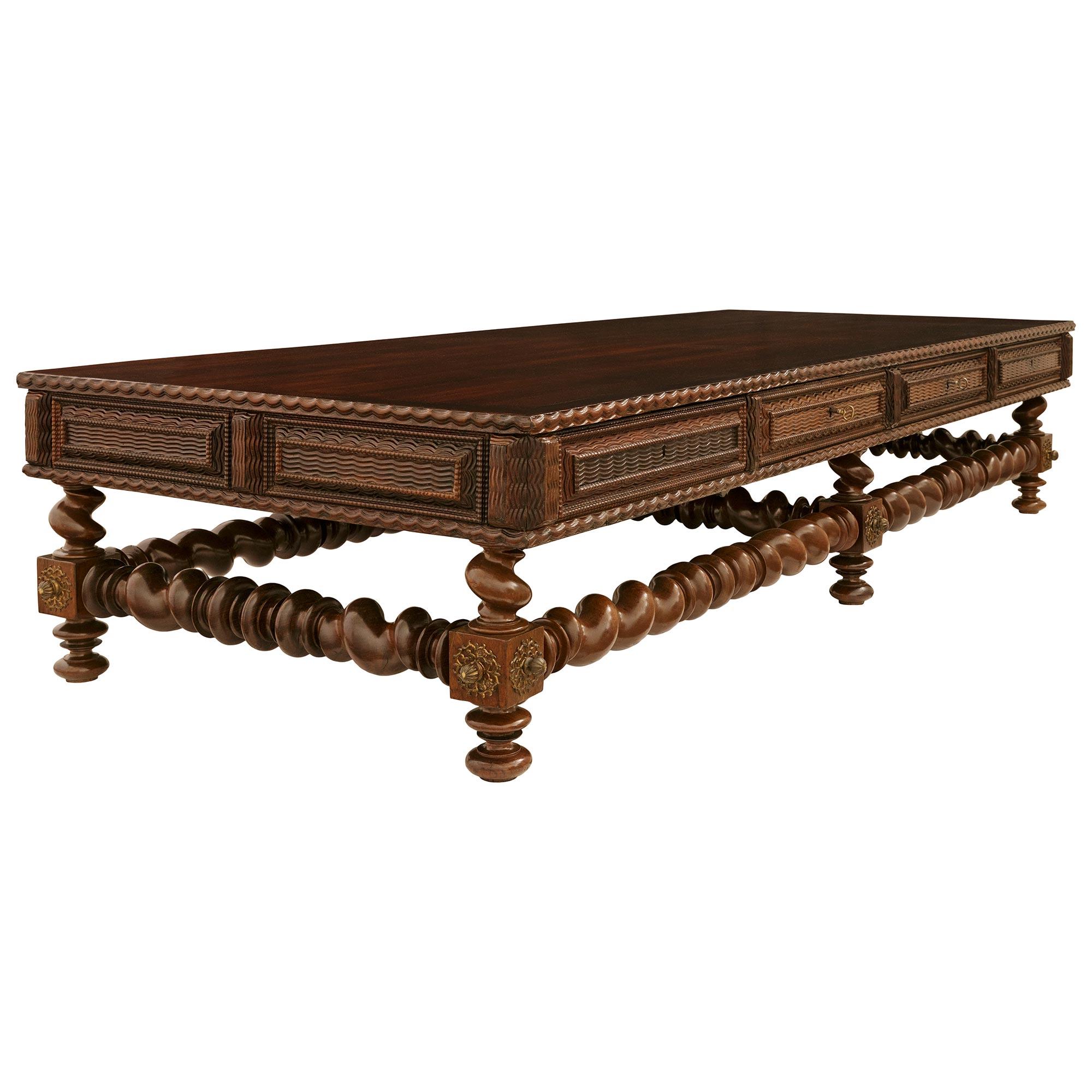 Portuguese 19th century Rosewood and Gilt Metal coffee table In Good Condition For Sale In West Palm Beach, FL