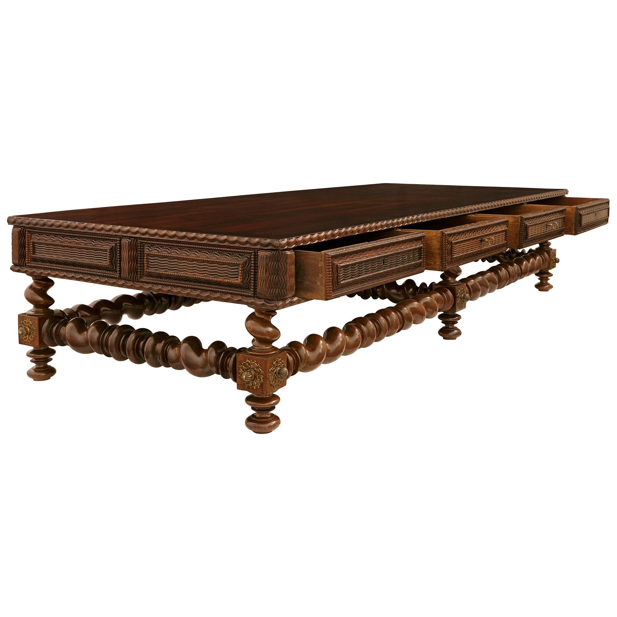 19th Century Portuguese 19th century Rosewood and Gilt Metal coffee table For Sale